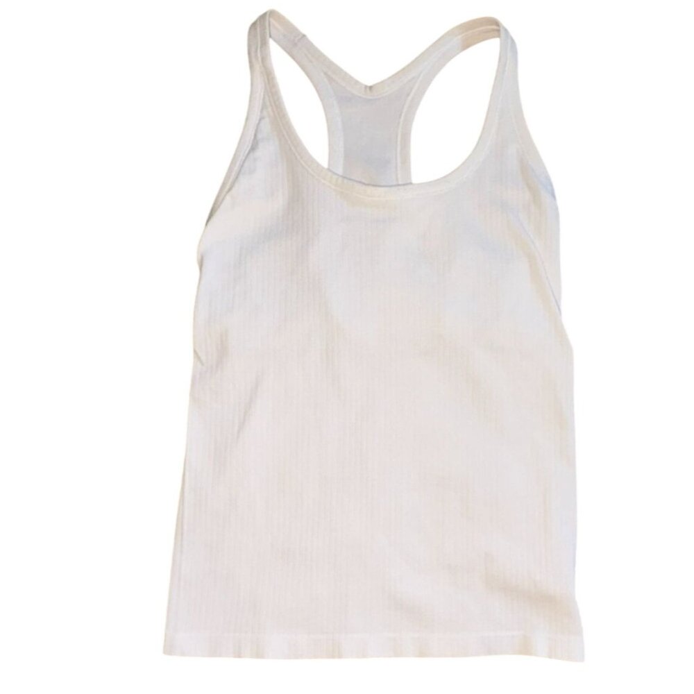 DSG Ribbed Athletic Racerback Tank Top- White-Small-GUC